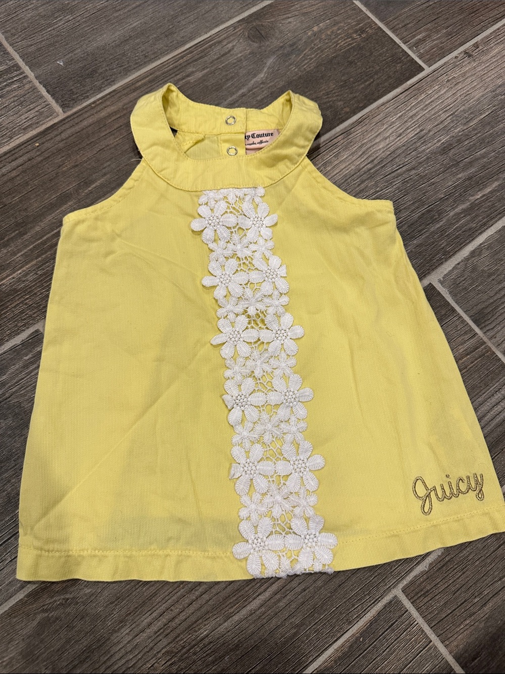 Juicy Couture Baby Yellow Dress with White Floral Lace